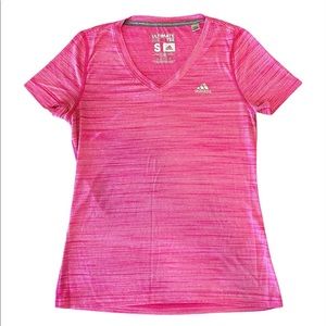 Adidas Pink V Neck Climate Ultimate Tee Size Small